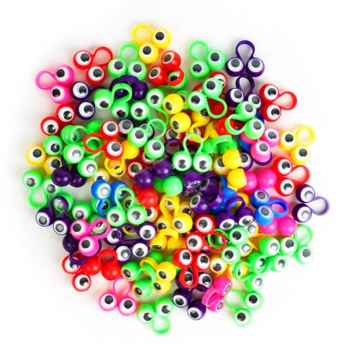 Aolso 90 PCs Googly Eye Finger Puppets, Googly Eyeball Ring, Funny Finger Toys for Toddlers Halloween Party Favor-Large (Random Color)