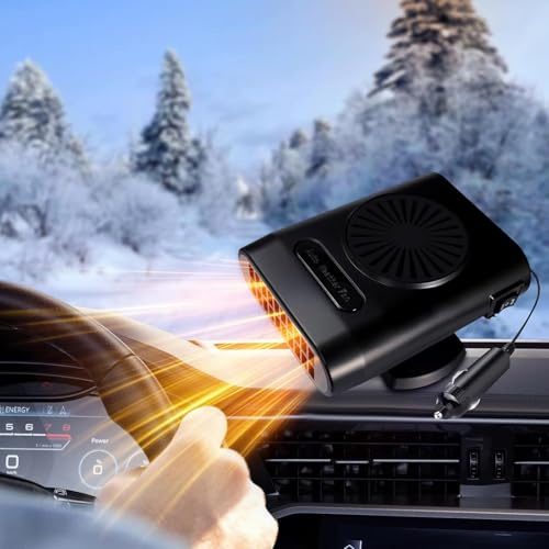 Pipihome 200W Riscaldatore Auto 12V, Termoventilatore per Auto, Stufetta Riscaldamento Auto Sbrinatore Parabrezza, Ruotabile a 360° Riscaldamento/Raffreddamento 2 in 1, per Tutti i Veicoli (C)