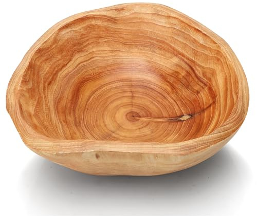 LUPATDY Obstschale aus Natur Holz, Naturholz SalatSchüssel, Handgemachte Unregelmäßige Kreative Holzschale, Holz Deko Servierschüssel für Obst Salate Snac (25-29CM)