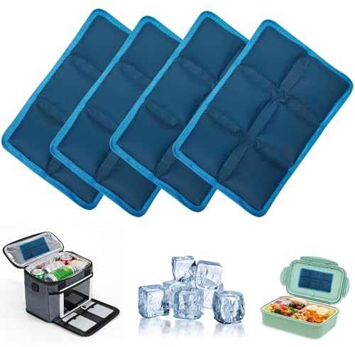 4 Pezzi Ghiaccioli per Borsa Frigo, Ghiaccioli Morbidi Riutilizzabili per Borsa Frigo, Mattonelle Ghiaccio, Ghiaccio per Borsa Termica, Elementi Refrigeranti, per Viaggi, Scuola, Picnic (B)