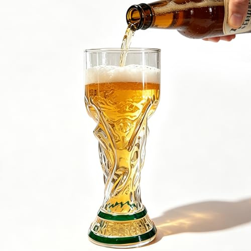 BUERPINKING 480 Ml Fußball Bierkrug, WM Bierkrug zum Beobachten von Fußball, Weltcup Bierkrug für Bier, Cocktails, Getränke, Fußballparty (Herkules – Transparent)