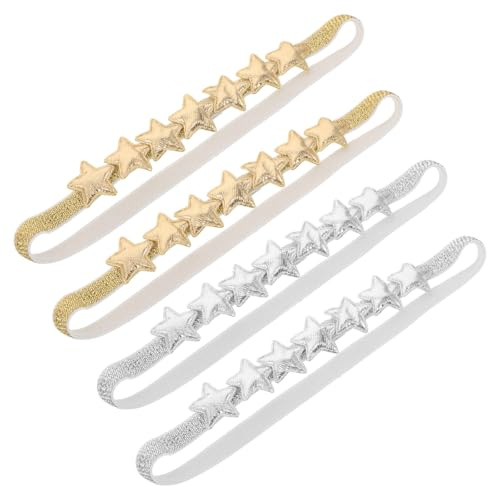 SWOOMEY Cerchietti con Fascia Morbida e Dorate a Cinque Punte, 4 Pezzi per Neonate, Accessori per Feste e Momenti di Gioco