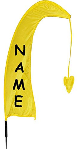alles-meine.de GmbH 3 Stück XL - 1 m - Windfahnen/Balifahnen - GELB - incl. Name - mit Fahnenstange - UV-beständig & wetterfest - Windrichtungsanzeige - aus Nylon/Flagg..