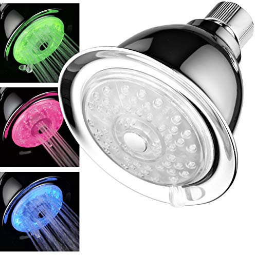 Luminex by PowerSpa Pommeau de douche à LED 7 couleurs 4 réglages avec technologie de buse turbo à jet d'air, les couleurs LED changent automatiquement toutes les quelques secondes