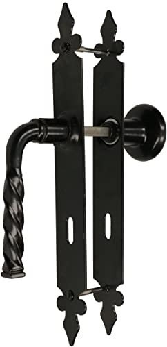 KOTARBAU® Juego de manilla y pomo para puerta, Manilla con bocallave 90 mm, Manillas de acero - negras retro, 2 Manetas, Manijas de placa larga, Picaporte con pomo vintage