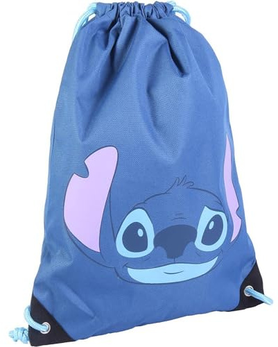 CERDÁ LIFE'S LITTLE MOMENTS Bolsa Mochila Cuerdas Infantil de Stitch-Licencia Oficial Disney, Saco Unisex niños, Azul, Pequeño
