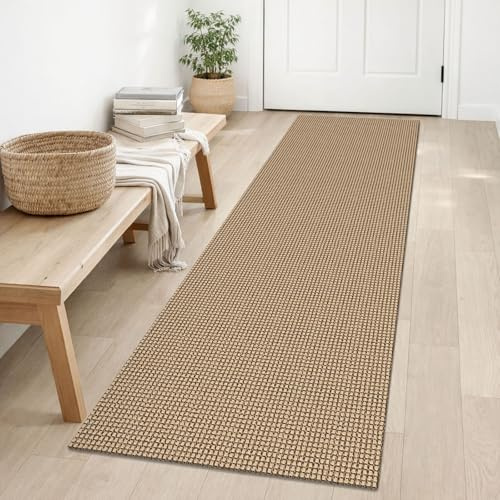 IOHOUZE Washable Runner Rug 2x6 Non Slip Rubber Backed Runners for Hallways Entryway Runner Indoor, Kitchen Rugs Woven Cotton Floor Carpet for Hall Entrance Bedroom, Orange/Tan/Brown