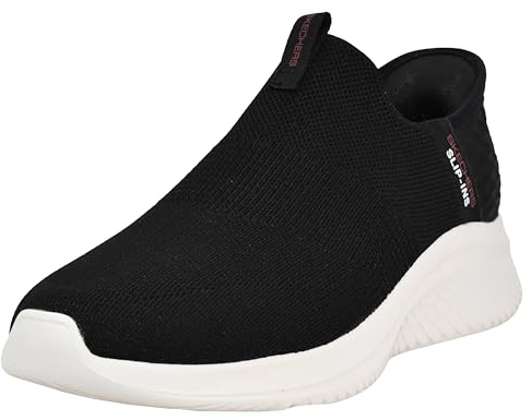 Skechers Ultra Flex 3.0 Smooth Step, Zapatillas Hombre, Black Knit Red Trim, 45 EU