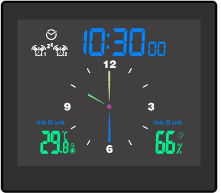 ThreeH Orologio da Parete per Doccia Digitale Sveglia da Cucina con Timer Resistente all'acqua Visualizzazione della Temperatura e dell'umidità 3 opzioni di Montaggio Nero