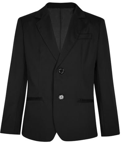 ranrann Enfant Garçon Veste de Costume Smoking Manteau Blazer Costume Soirée Cérémonie Mariage 3-14 Ans Noir 11-12 Ans