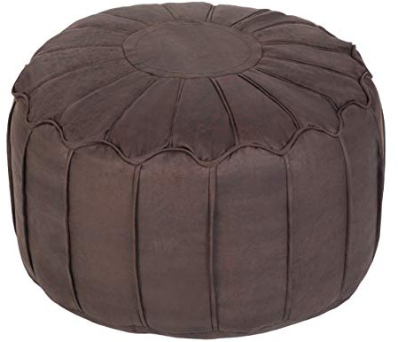 Loft 25 Reposapiés Puff Redondo | Piel Sintética Suave Reposapiés Salón Y Dormitorio | Cómodo Taburete puf de Estilo marroquí | Reposa pies Puff con Relleno Incluido (Chocolate)
