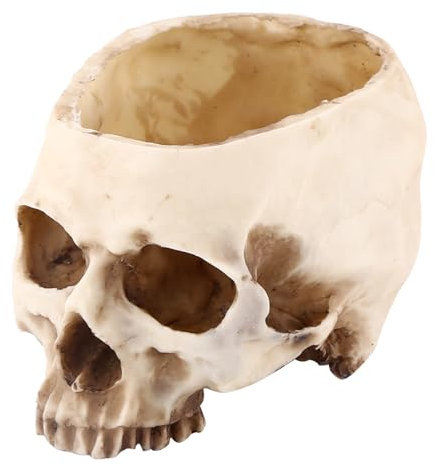 Dödskalle Blomkruka,Harts Dödskalle Huvuddesign Blomkruka Planteringskärl Behållare Dekoration Godiskål Halloween Staty Skulptur Köttätande Växt Kruka Skrivbordskruka för