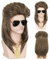 Vokuhila Perücke 80er Jahre Mullet Perücke 70er 80er 90er Jahre Outfit Accessoires Herren Blond Vokuhila Perücke mit Halskette Sonnenbrille Karneval Fasching Mottoparty Halloween VD112