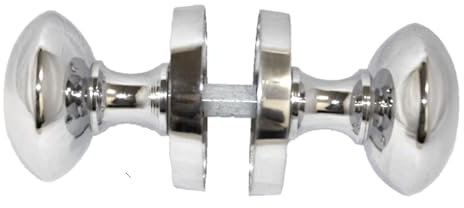 Epsom Door Handle Polished Chrome Victorian Round Door Knob Set, Sprung Internal & External Door Knobs with Optional 63mm Tubular Latch (1 Pair)