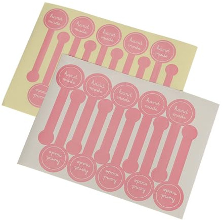 300 Handmade Seal Labels - Hand Made Cake Stickers, Self Adhesive Pink Sealing Labels for Cookie, Cake, Chocolate, Candy, Snack Wrapping, Bakery Bags