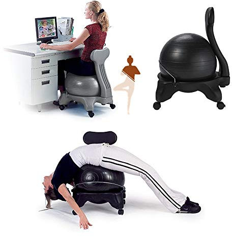 Premium ergonomisk balansstol med hjul för hem och skrivbord svart justerbar sittposition robust sittboll idealisk för yoga