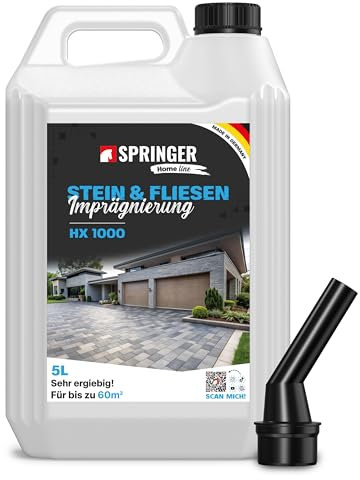 SPRINGER HX1000 - - Steinimprägnierung 5 L - - Made in Germany - - Stein- & Fliesenversiegelung für saugende Untergründe - - Nanoversiegelung für innen & außen - - Biologisch abbaubare Imprägnierung