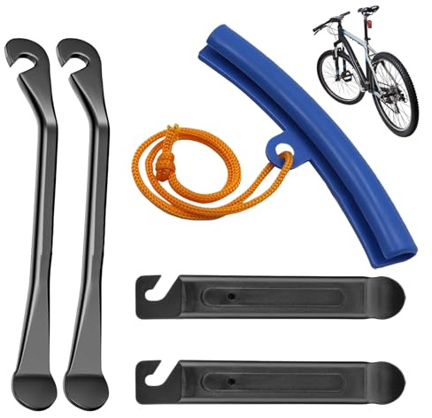FinalCool däcklyftare, cykel, 5 stycken kolstål däck spak monteringsspak cykeldäck reparation däckbyte verktygsset