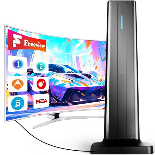 Antena TV Interior 2025 - Recepción 360° y Alcance de hasta 580 km, Compatible con Smart TV, Señal Estable en 4K/1080P, Base Magnética Potente, Disfruta de Canales Locales sin Suscripción
