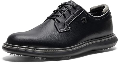 FootJoy Men's Traditions Blucher Golf Shoe, Black, 10 UK Medium