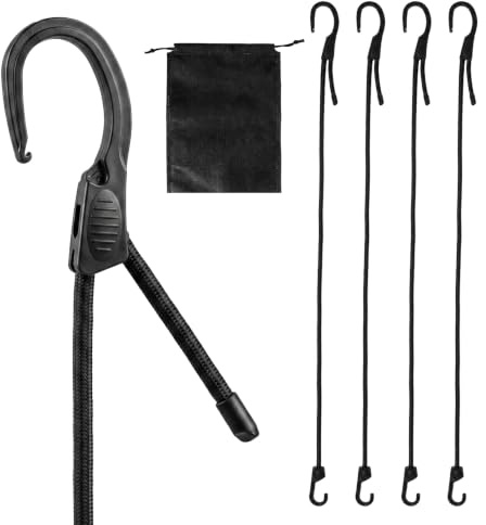 YPLANGENT Justerbar expander med krok 4 stycken, 1 m längd, 6,5 mm, robust spänngummi med krok för camping, solsegel, presenning, cykel, bil, takräcke