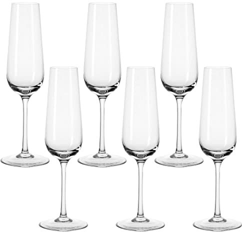 Leonardo Tivoli Sektgläser 6er Set, Sekt-Kelch mit gezogenem Stiel, spülmaschinenfeste Prosecco-Gläser, Höhe 23 cm, 210 ml, 020962