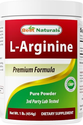 Best Naturals L-Arginine Powder 1 Pound - Pure Pharmaceutical Grade Free Form - Best Amino Acid Arginine Supplements for Women & Man - Promotes Circulation and Supports Cardiovascular Health