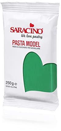 Saracino Pâte à Sucre Model Vert à Modeler de 250 g sans Gluten Made in Italy