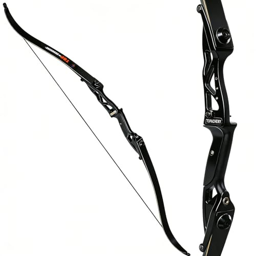 Toparchery Archery 56 Black Hunter Recurve Bow Takedown Hunting Recurve Bow Metal Aluminum Riser Crack-Resistant Design for Hunting & Competition Archery Right Hand Black Long Bow(50lbs)