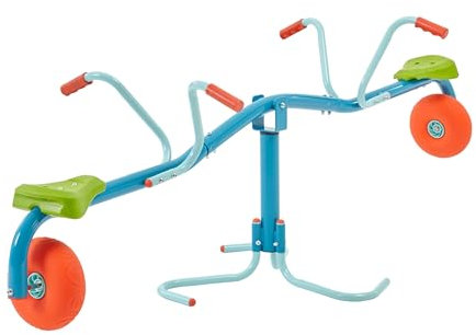 TP Toys Spiro Spin Seesaw - Bouncing SeeSaw And Spin - Outdoor SeeSaw For Kids, Padded Feet To Protect Floors, Angled Handlebars, Ground Stakes, Rubber Wheels. Garden And Outdoor Active Toys, 3 Years+