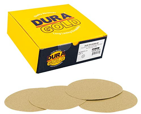 Dura-Gold Premium 6 Inch Hook and Loop Sanding Discs, 80 Grit, 50-Pack, Automotive Sandpaper Discs, Medium Cut Sand Paper