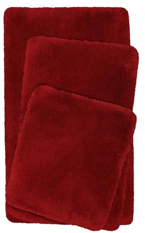 Homie Living Badteppich, Badematte kuscheliger Flauschiger weicher Flor l rutschfest und Waschbar Porto Azzurro (70 x 120 cm, Rot)