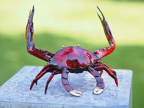 H. Packmor GmbH Bronzefigur rote Krabbe Krebs Hummer Brunnenfigur Gartendeko Skulptur - 17x16x14cm