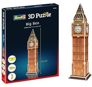 Revell 3D Puzzle Big Ben I Farbige Nachbildung des ikonischen Uhrturms I 90 Teile I 2 Stunden Bauspaß für Kinder und Erwachsene I Ab 10 Jahren, Farbig
