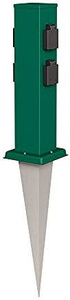 ledscom.de Colonne de Prises de Jardin Polly avec Piquet de Terre pour l'extérieur, IP44, 4-Fois, Acier Inoxydable, carré, Vert, 40cm