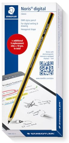 STAEDTLER Noris digital Classic 180 22, ensemble de stylets EMR, 1 stylet d’entrée pour l’écriture et le dessin numériques sur les écrans tactiles EMR (4096 niveaux de pression, pointe fine) + 5