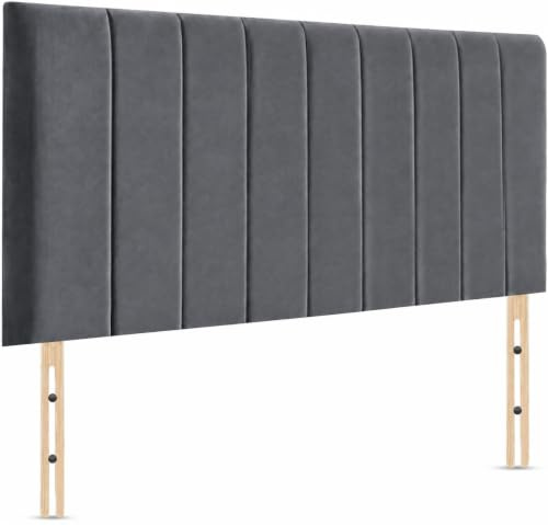Elixir Furniture Portland Divan Headboard – 3ft Single | 20-Inch Tall Upholstered Headboard | Plush Velvet in Grey | Elegant Padded Design (Grey, 3ft Single Height-20inch)