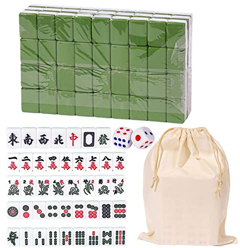 Mahjong Set di Giochi in Versione Cinese Tradizionale - 144 Tessere, Gioco da Tavolo da Viaggio, Classico Puntelli di Intrattenimento per Feste e Giochi di Società