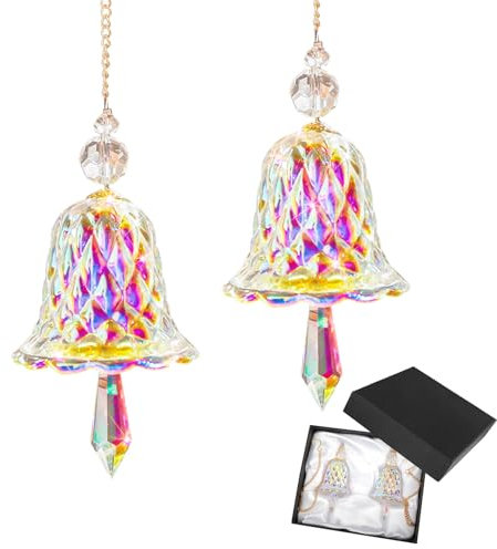 EEEKit Kristall Sonnenfänger Glocke Anhänger, Fenster Hängende Glas Windspiel Anhänger mit Geschenkbox für Weihnachten Kronleuchter Dekor