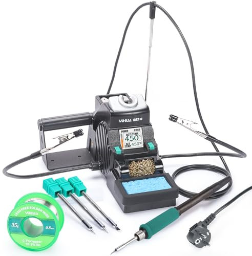 YIHUA 982-III Kit de station de soudage de précision compatible avec C245 - Livré avec 3 embouts de fer à souder C245, fil à souder sans plomb, Mise en veille automatique, écran couleur complet