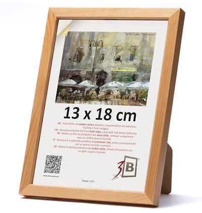 3-B cornice LUND cornice in legno naturale 13x18 cm, cornice per foto, cornice per ritratto con vetro acrilico