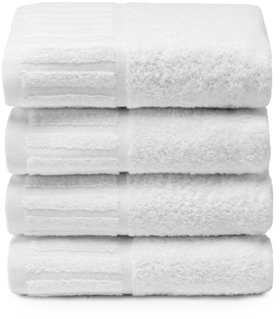 Top Towel - 4 Toallas Lavabo o Manos -Toallas Blancas Hotel - Toallas de baño Grandes - Algodón 100% - Blanco - 50x 100 cms