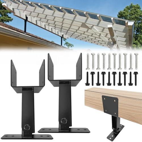 ITEVE.GD Kit de soporte elevador de techo, elevador de techo de ángulo ajustable para madera de 4 x 4 o 6 x 6, soporte de viga de metal para pérgola al aire libre, porche, cabaña de troncos con
