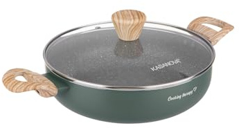 KASANOVA Padella da 24 cm con scritta Cooking Therapy e coperchio