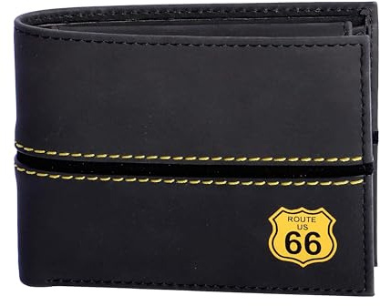 Route 66 – Portafoglio Uomo Pelle (Protezzione RFID) - Portafoglio Uomo Slim – Porta carte di Credito Uomo – Portacarte – Porta Tessere – Portaessere Uomo Tascabile – Wallet (Orizzontale)