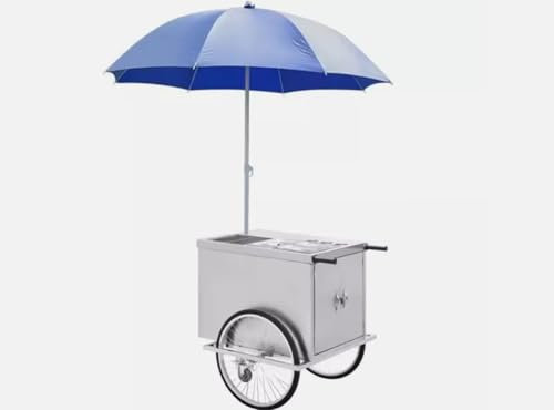 Commercial Stainless Steel Charcoal Grill Hotdog Hamburger Food Push Cart