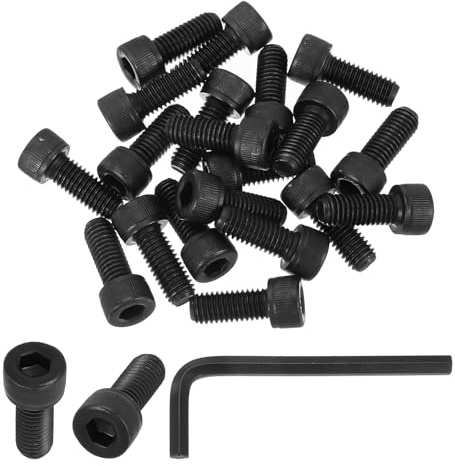 PATIKIL M8 x 20 mm sexkantsskruvar med sexkantshuvud, 20-pack 12,9 grader kolstål, sexkantsskruvar med sexkantsnycklar, svart