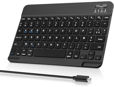 FOGARI Clavier sans Fil Bluetooth 11'' - AZERTY Portable Rechargeable Clavier pour Mac, iPad, iPhone,Samsung,Xiaomi/Redmi Pad,Huawei,Honor, Android, Windows - Noir