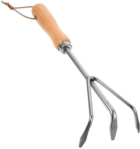 YARNOW Rastrillo De Jardín De Acero Inoxidable Mango De Herramienta De Jardinería para Plantar Espacios Reducidos y Cortar Raíces Pequeñas