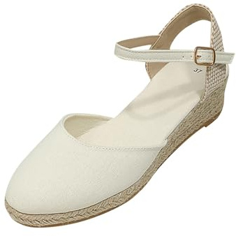 Alpargatas Mujer Cuña Plataforma Verano Comodas Sandalias Elegantes Esparto Alpargatas Cierre De Hebilla Cerradas Casual Yute Zapatos De Vestir Flexibles Moda Sandalia Antideslizantes Boda Novia 2025